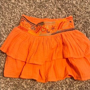 Vibrant Orange Embroidered Skirt